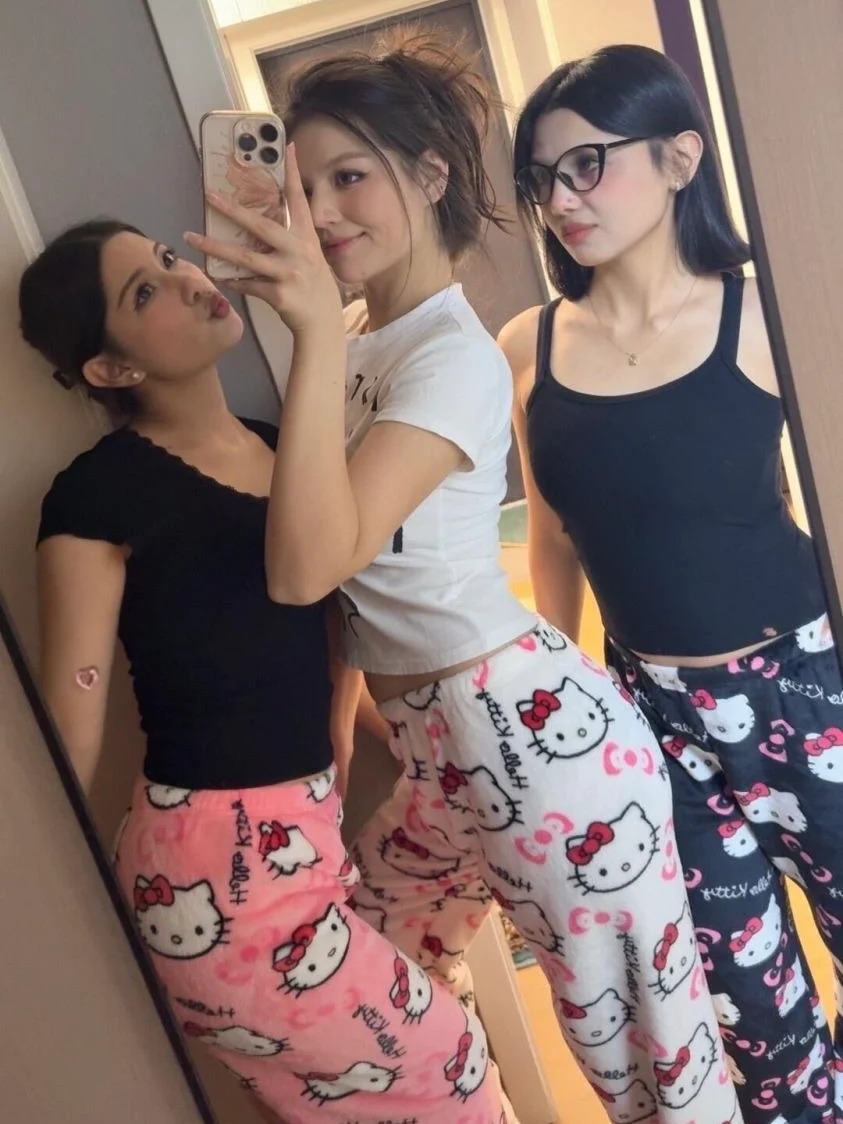Hello Kitty Plaid Flannel Pajama Pants | Soft Fleece Y2K Lounge Trousers