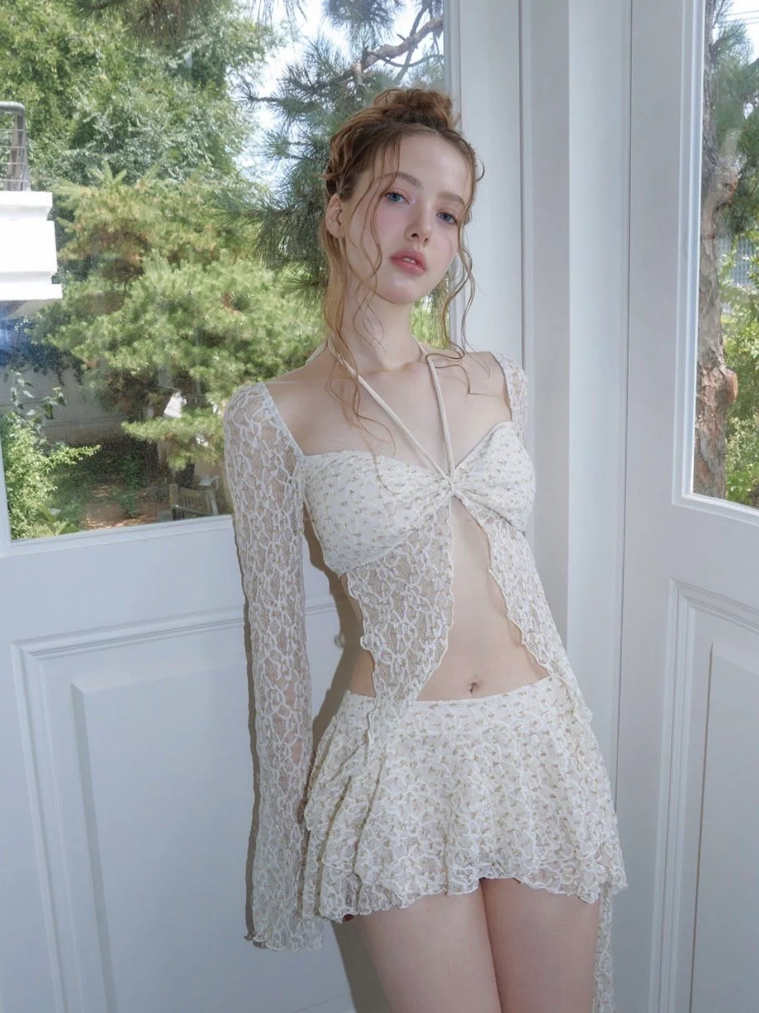 Ivory Lace Flare Sleeve Set - Image 7