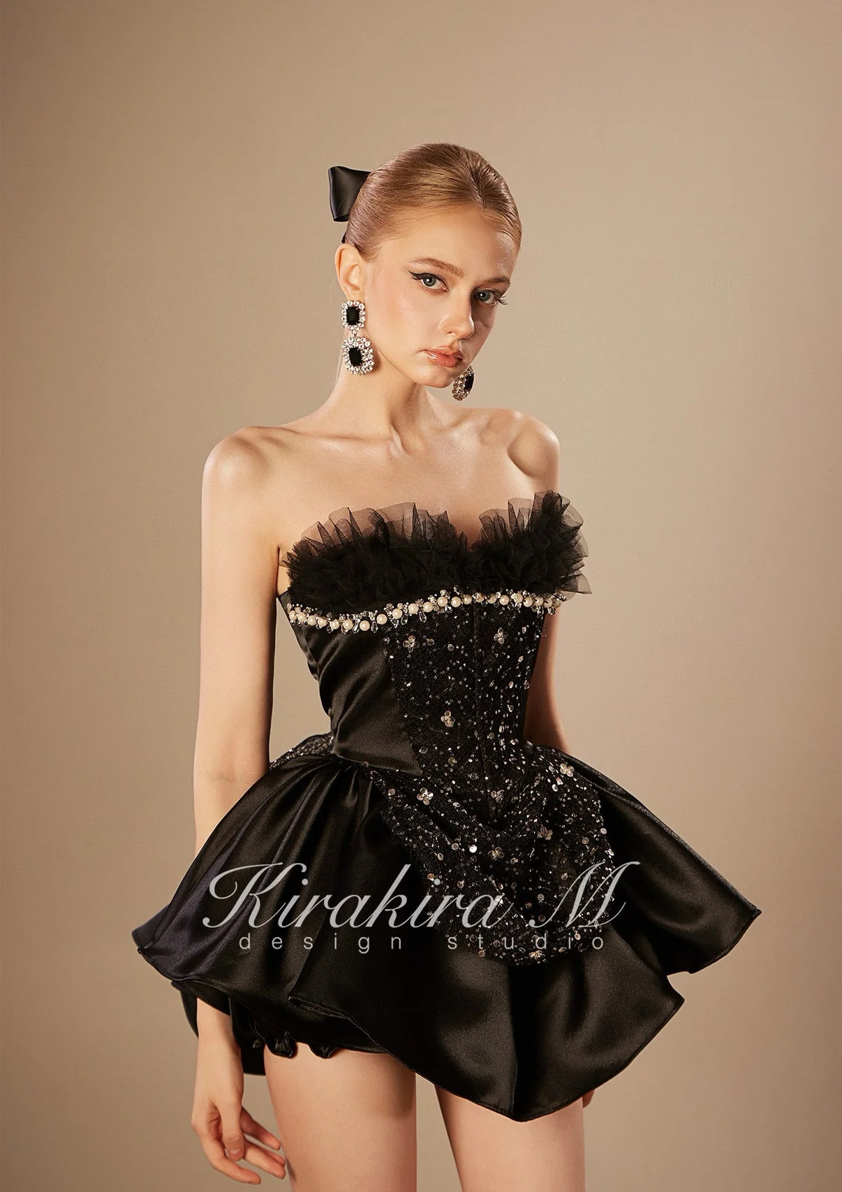 KIRAKIRA M Black Sheath Beaded Princess Mini Dress - Image 4