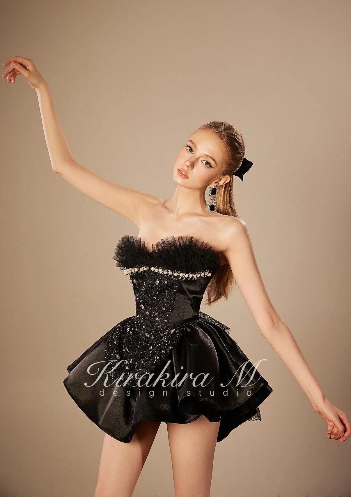KIRAKIRA M Black Sheath Beaded Princess Mini Dress - Image 5