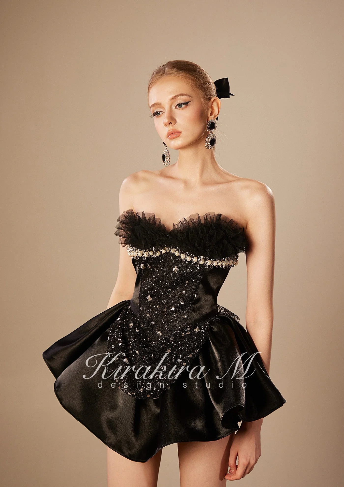 KIRAKIRA M Black Sheath Beaded Princess Mini Dress - Image 6