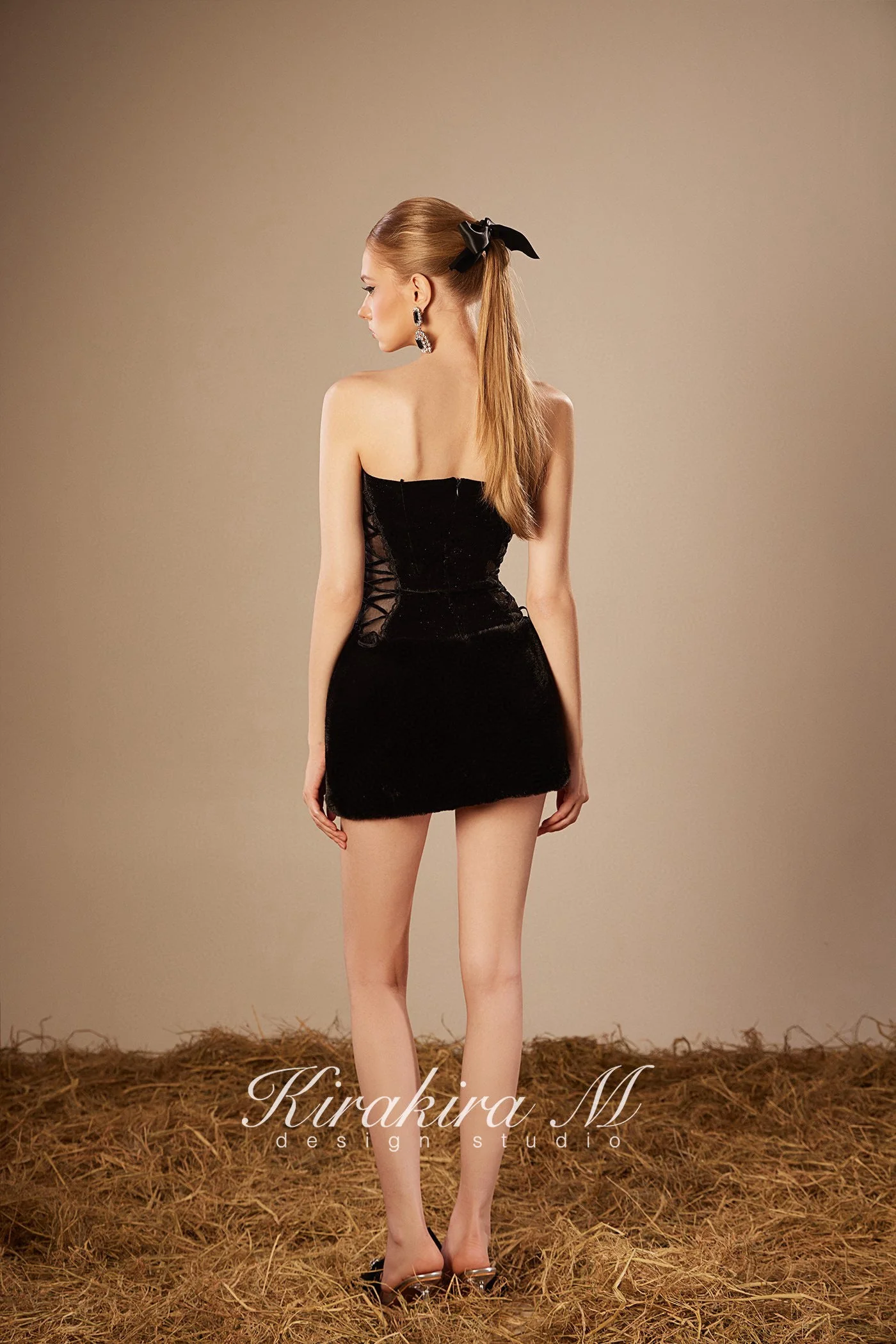 KIRAKIRA M Black Velvet Mini Dress - Image 4