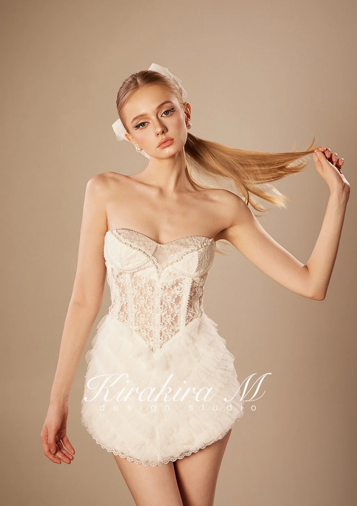 KIRAKIRA M White Fishbone Sheath Mini Dress - Image 4