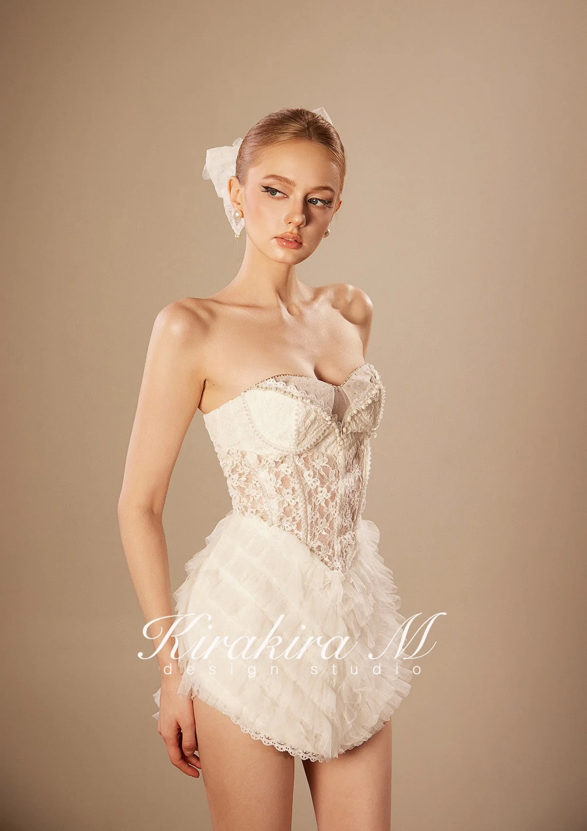 KIRAKIRA M White Fishbone Sheath Mini Dress - Image 5