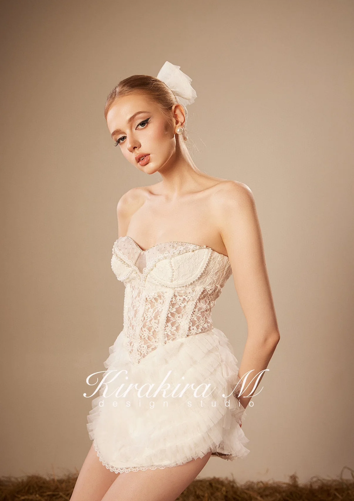KIRAKIRA M White Fishbone Sheath Mini Dress - Image 6