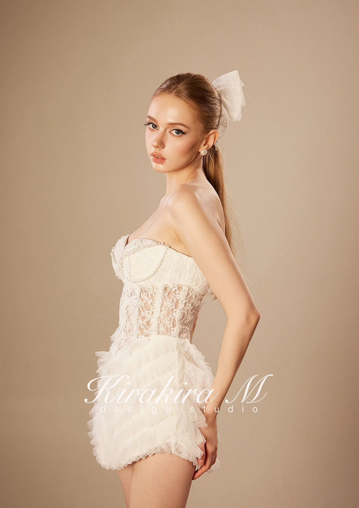 KIRAKIRA M White Fishbone Sheath Mini Dress - Image 7