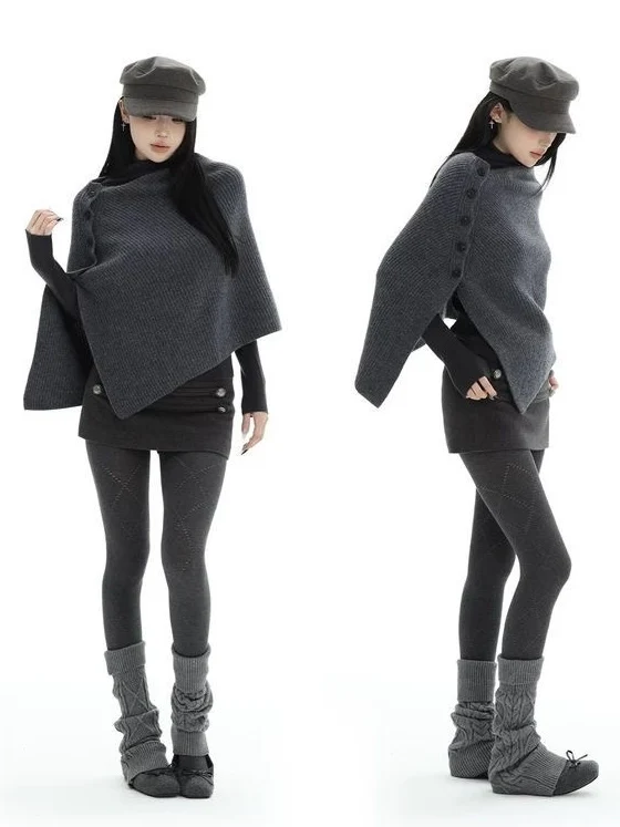 Knit Shawl & Mini Skirt Set