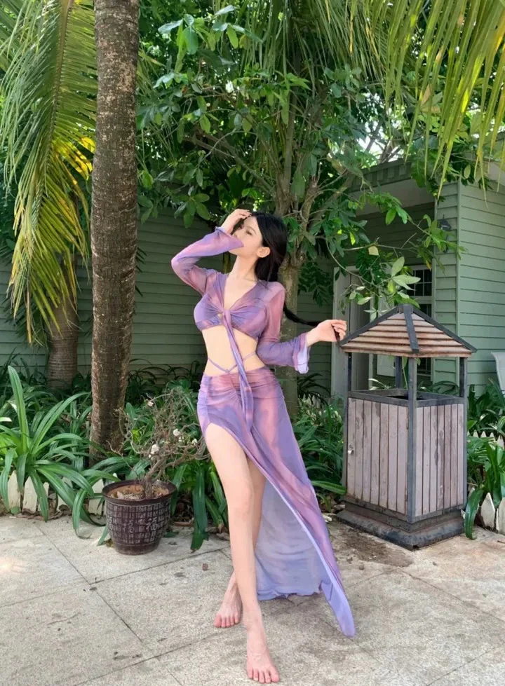'Lavender Garden' - Violet Bikini 4-piece Set - Image 3