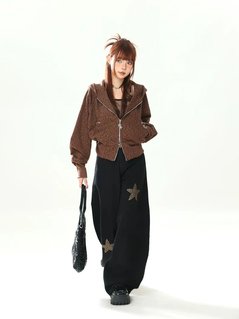 Leopard Bunny Ear Zip Hoodie - Image 4