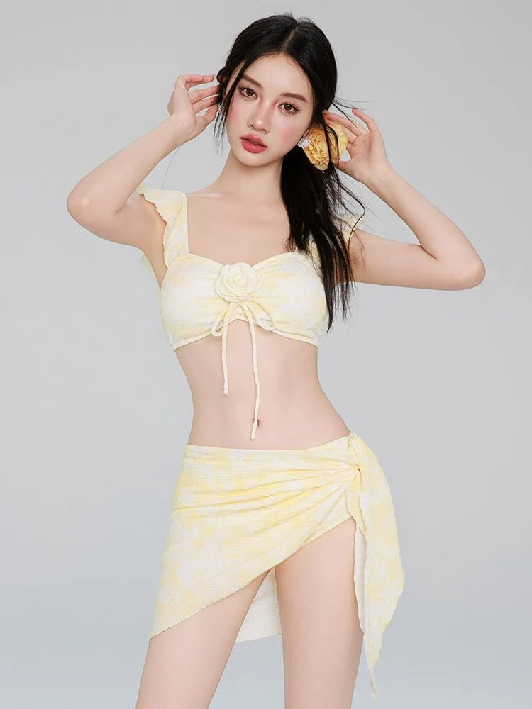 Light Yellow Bikini Three-Piece Set - Image 3