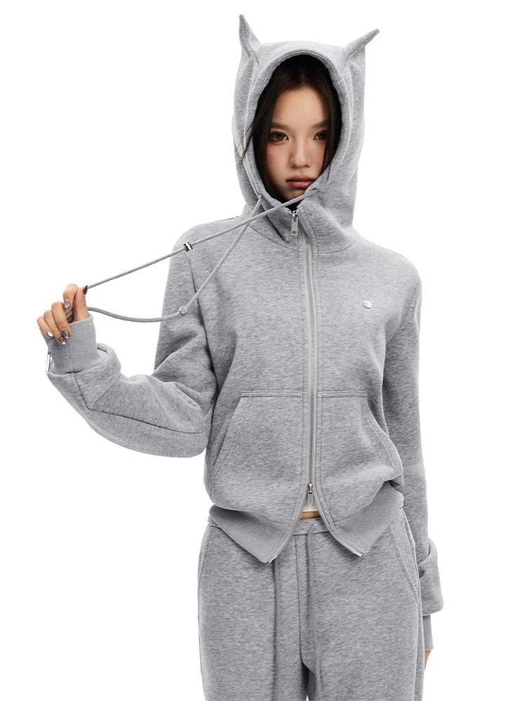 Little Devil Double-Zip Cropped Hoodie - Image 3