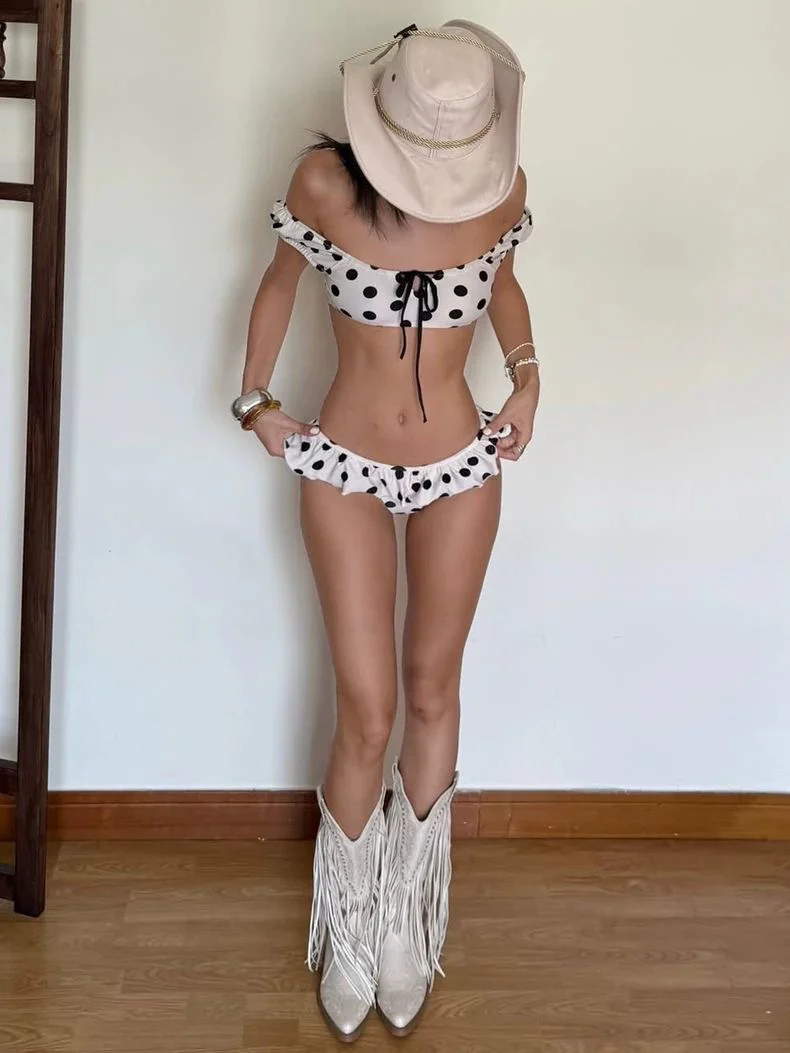 Midnight Polka Off-Shoulder Bikini Set - Image 3