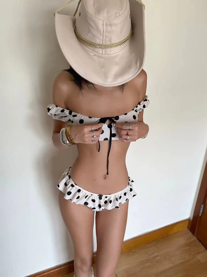 Midnight Polka Off-Shoulder Bikini Set - Image 4
