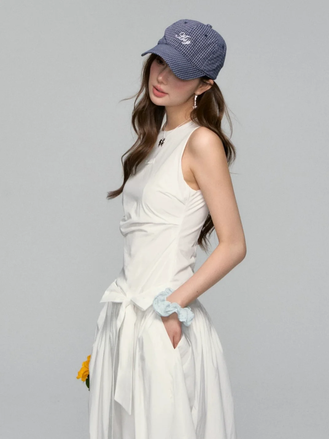 Minimalist Sleeveless Tie-Waist A-Line Dress – Nautical Chic Tank Style