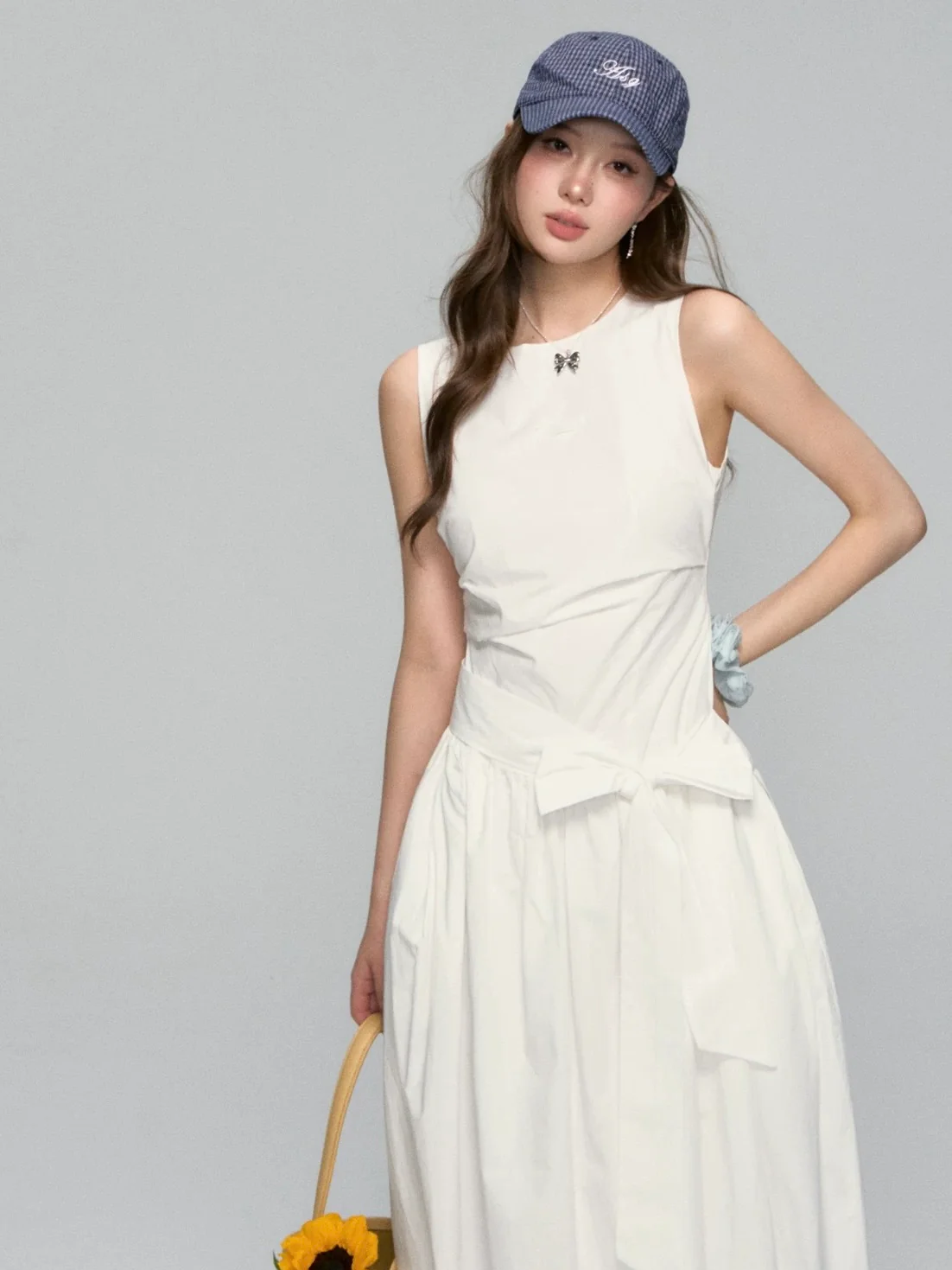 Minimalist Sleeveless Tie-Waist A-Line Dress – Nautical Chic Tank Style - Image 2