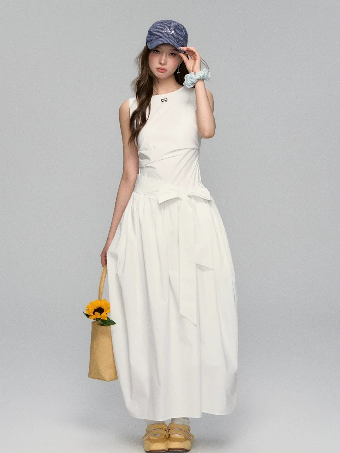 Minimalist Sleeveless Tie-Waist A-Line Dress – Nautical Chic Tank Style - Image 3