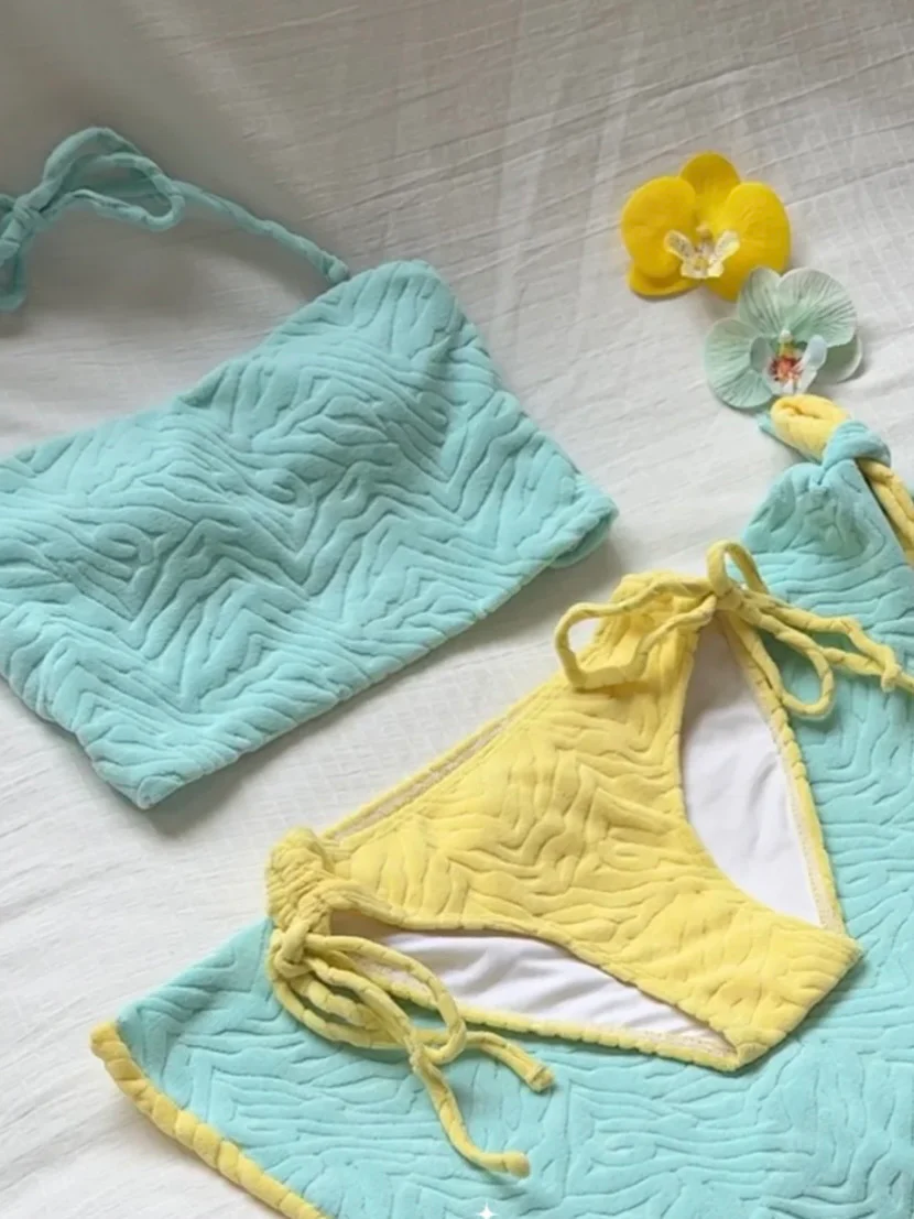 Mint Green and Soft Yellow Bikini - Image 2