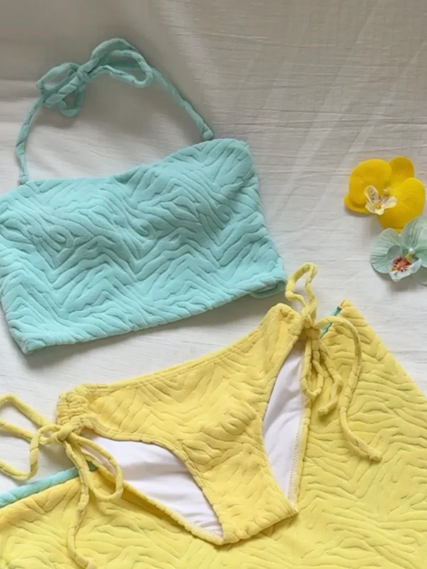 Mint Green and Soft Yellow Bikini - Image 3