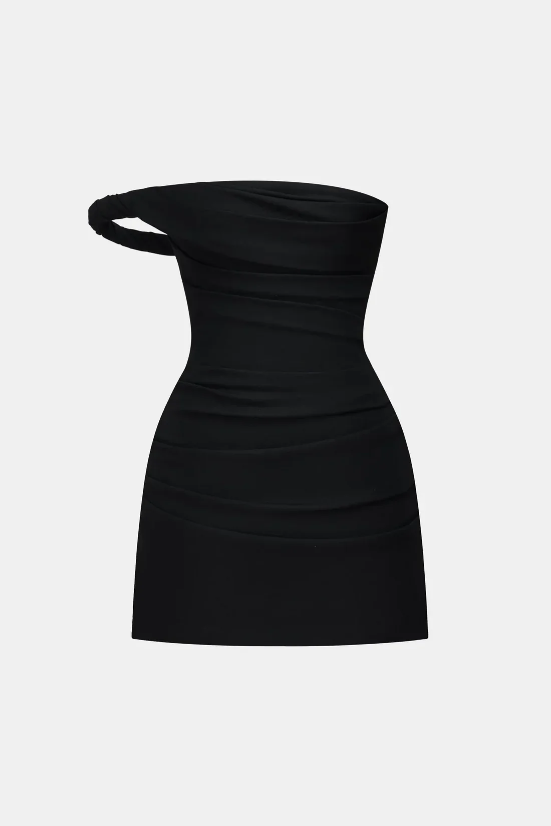 Montsand Black One-off Shoulder Draped Mini Dress - Image 2