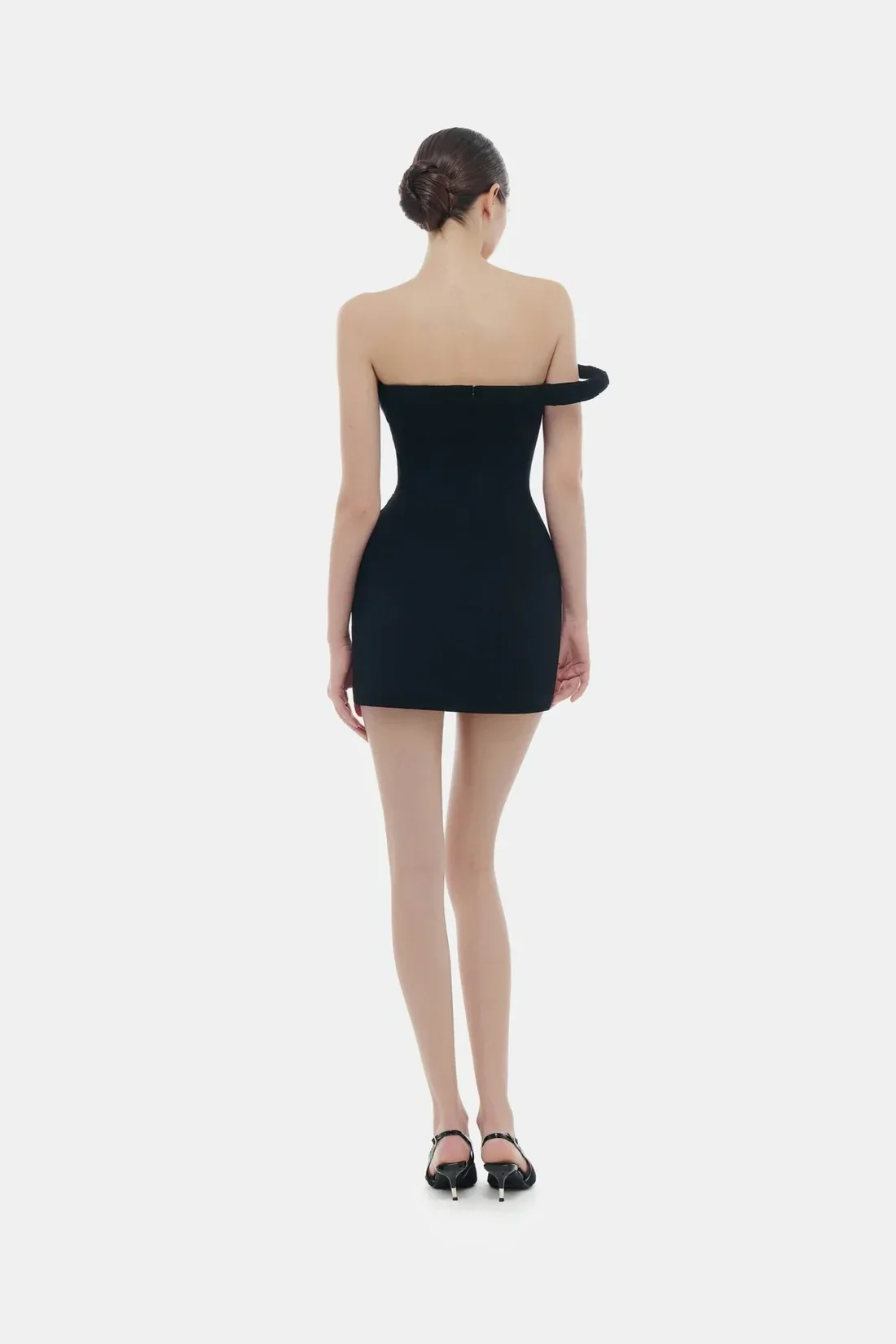 Montsand Black One-off Shoulder Draped Mini Dress - Image 3