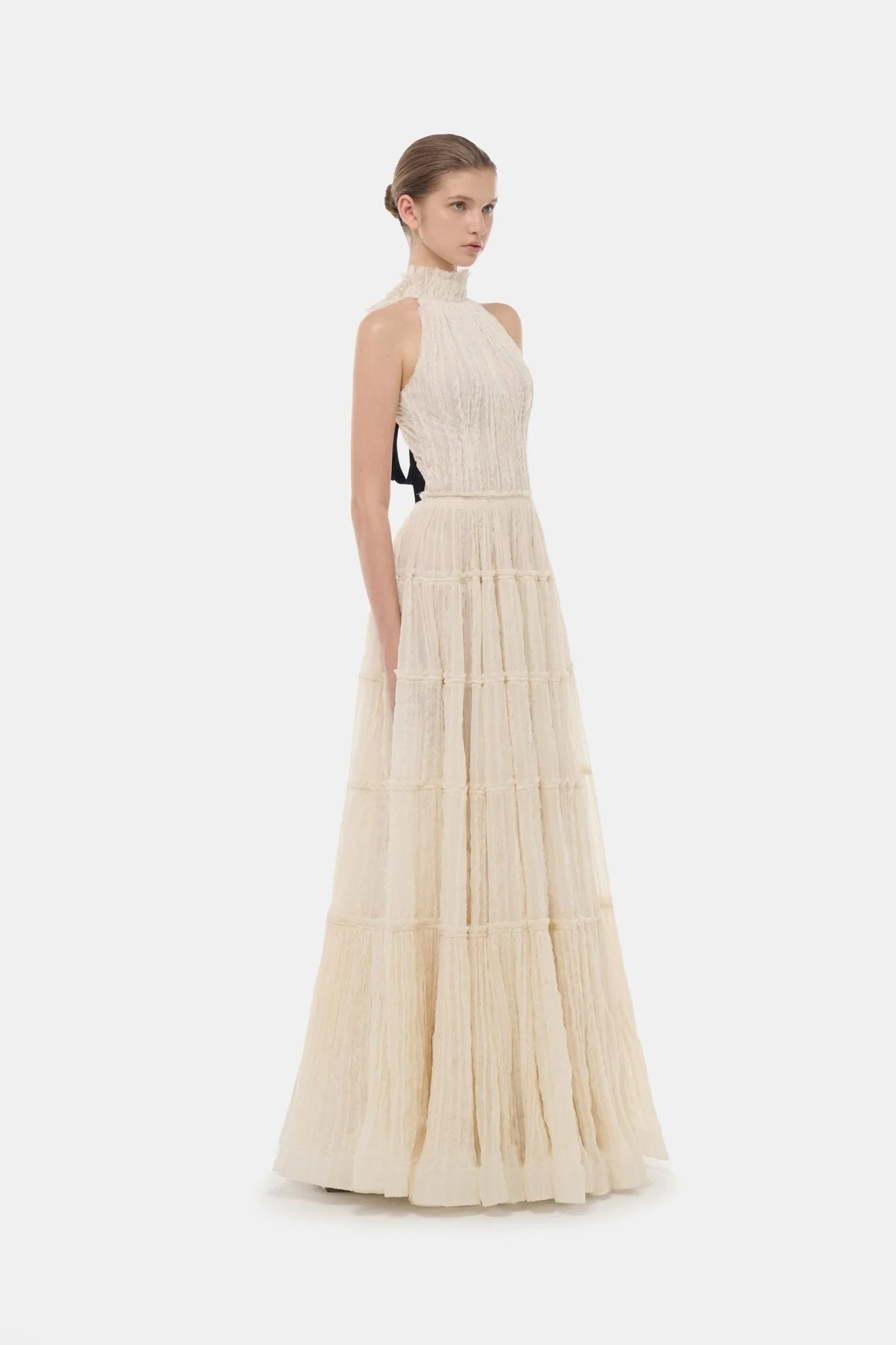Montsand Ivory Tiered Halter Maxi Dress - Image 5