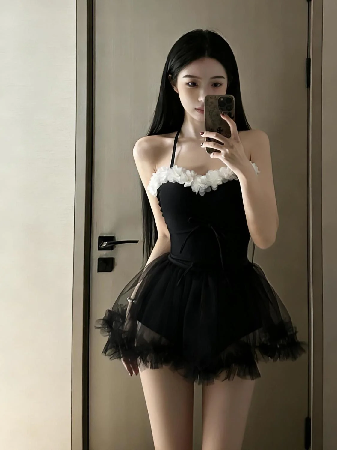 NOIR Ballet Ruffle One Piece Swim Dress - Image 2