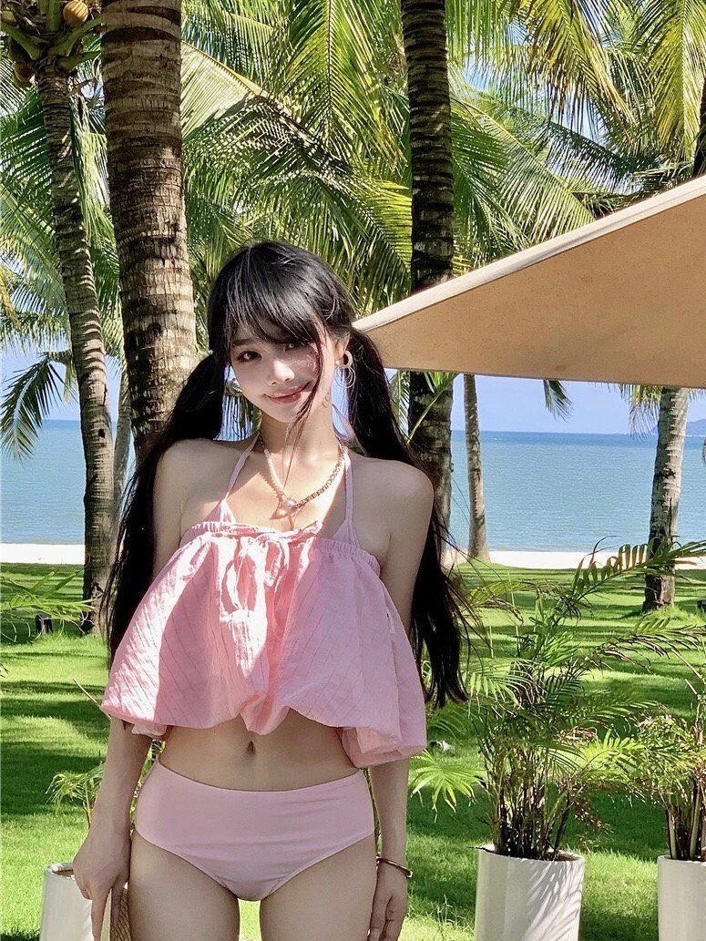 Pink Gingham 3-Piece Bikini Set - Image 6