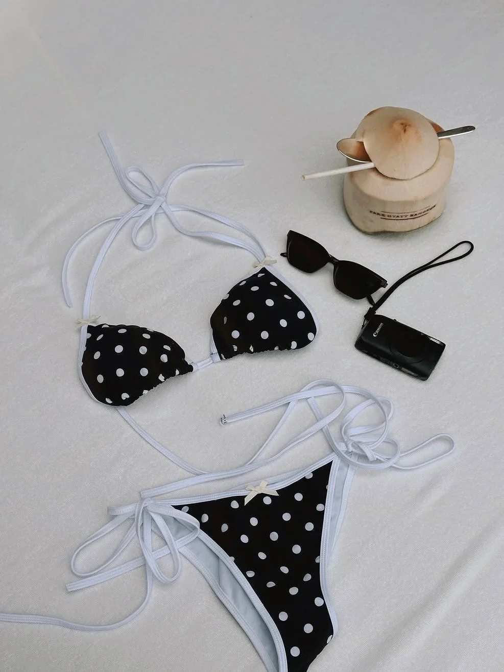 Polka Dot Tie Bikini Set - Image 5