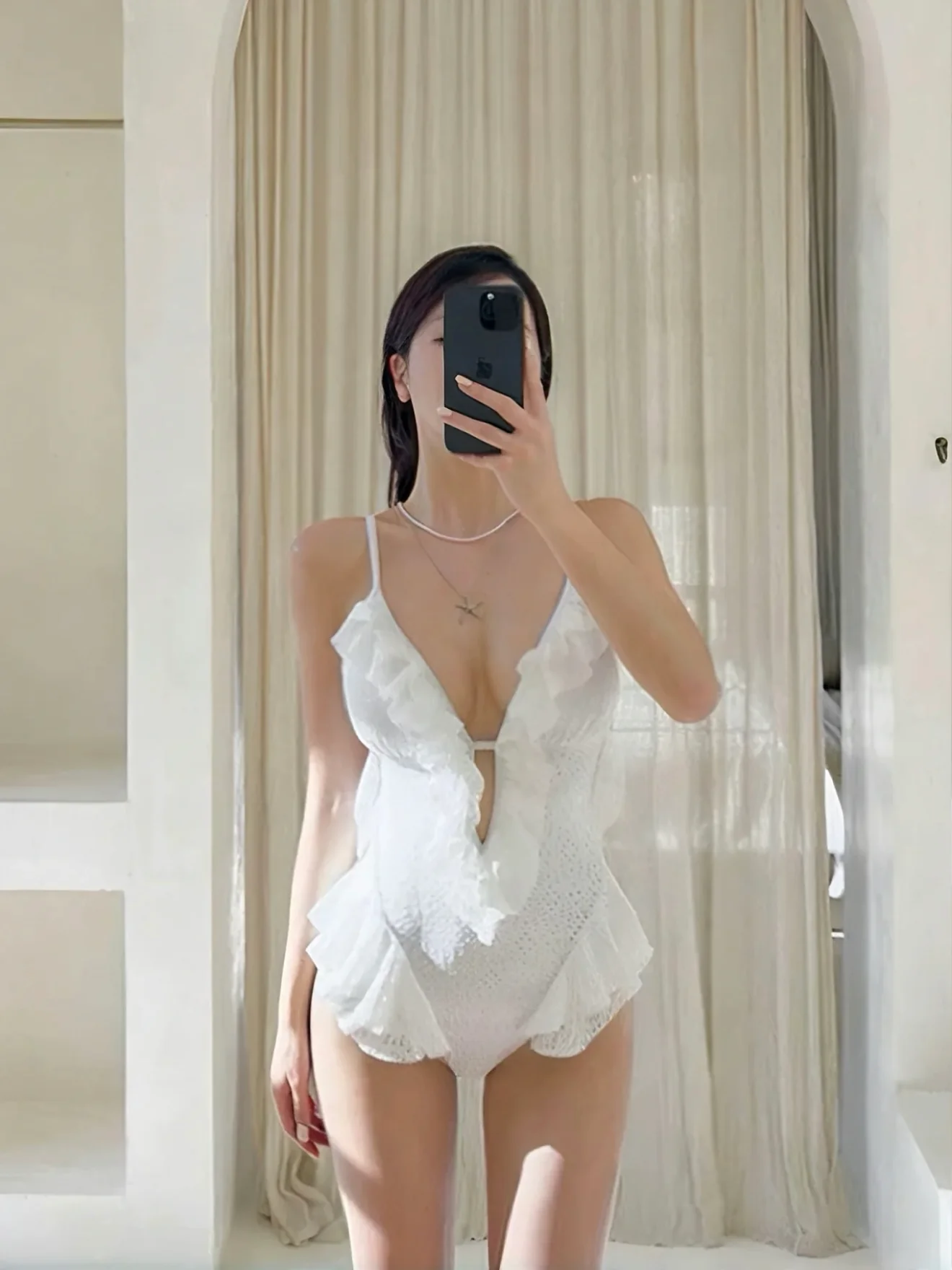 Ruffle Trim Sculpting One-Piece Swimsuit - Image 5
