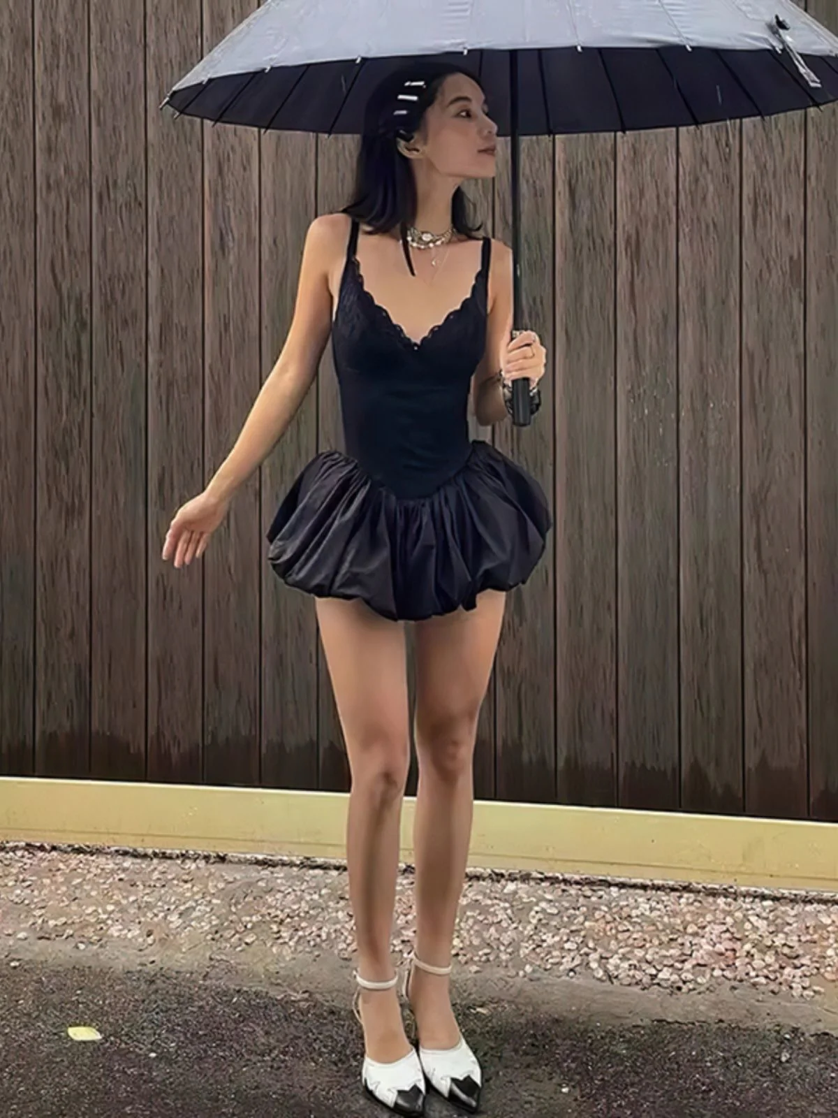 Satin Corset Bubble Hem Mini Dress - Image 3