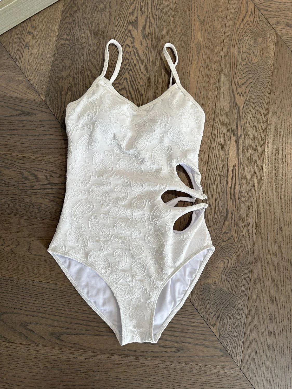 Textured Cut-Out One Piece Swimsuit | Women's Black Jacquard Spaghetti Strap Bodysuit | Sexy Midriff Hollow Swimwear - Image 6