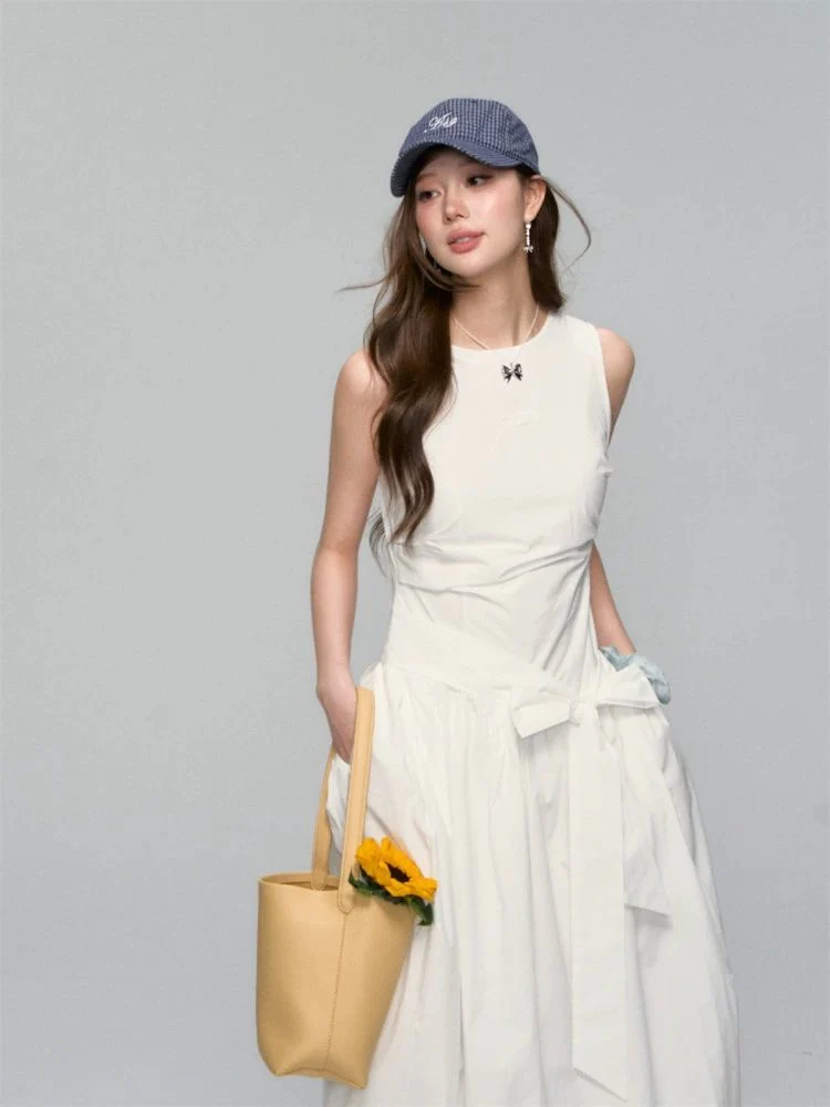 Sleeveless Tie-Waist Maxi Dress Set - Image 2