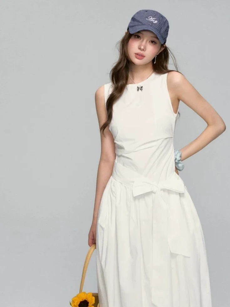 Sleeveless Tie-Waist Maxi Dress Set - Image 3