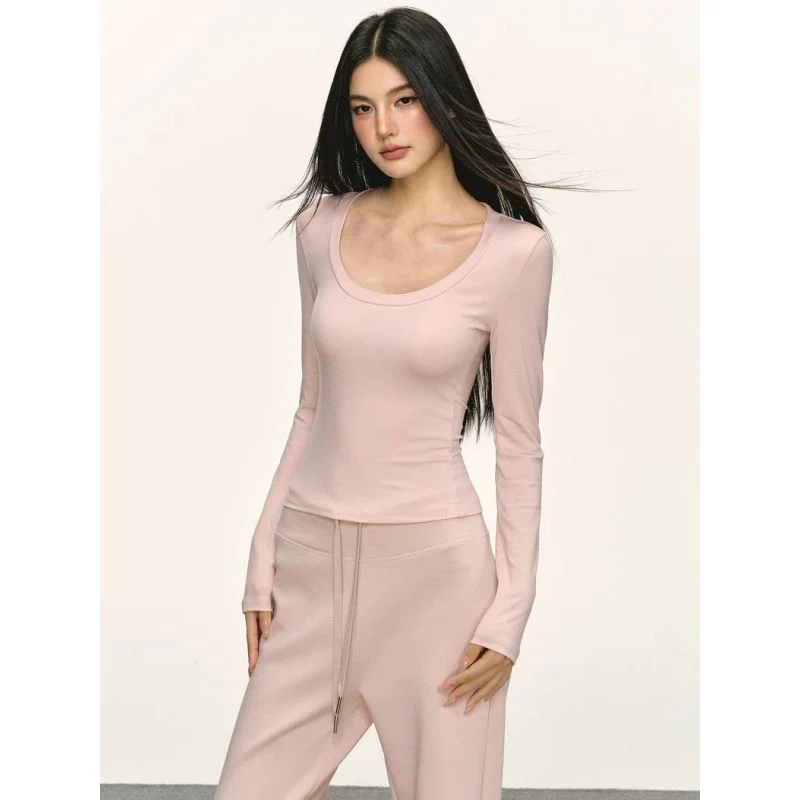 Soft Pink Knit Lounge Set – Long Sleeve Top & Pants - Image 2