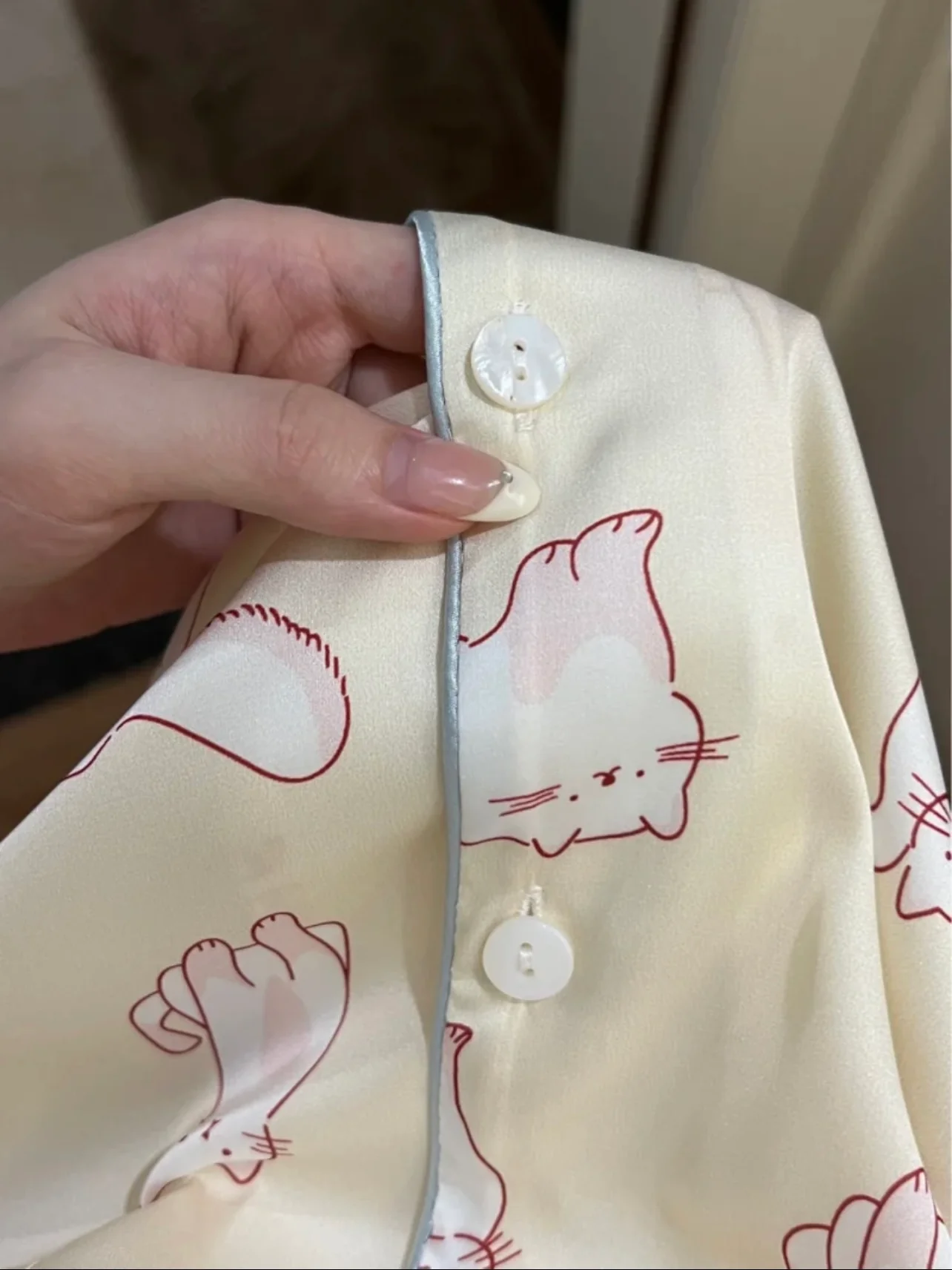 Butter Yellow Kitty Silhouette Pajama Set - Pastel Y2K Aesthetic Lounge Sleepwear - Image 5