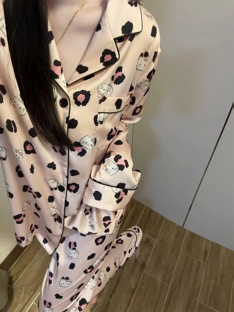 Strawberry Milkshake Pink Leopard Pajama Set - Pastel Y2K Aesthetic Lounge Shorts Set - Image 3
