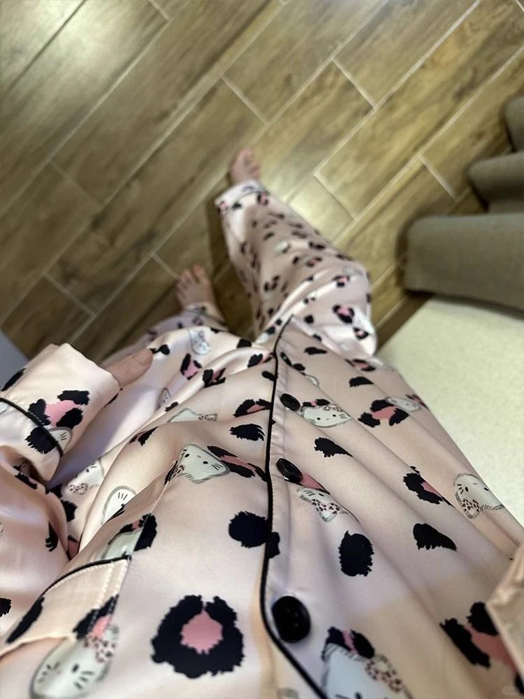 Strawberry Milkshake Pink Leopard Pajama Set - Pastel Y2K Aesthetic Lounge Shorts Set - Image 4