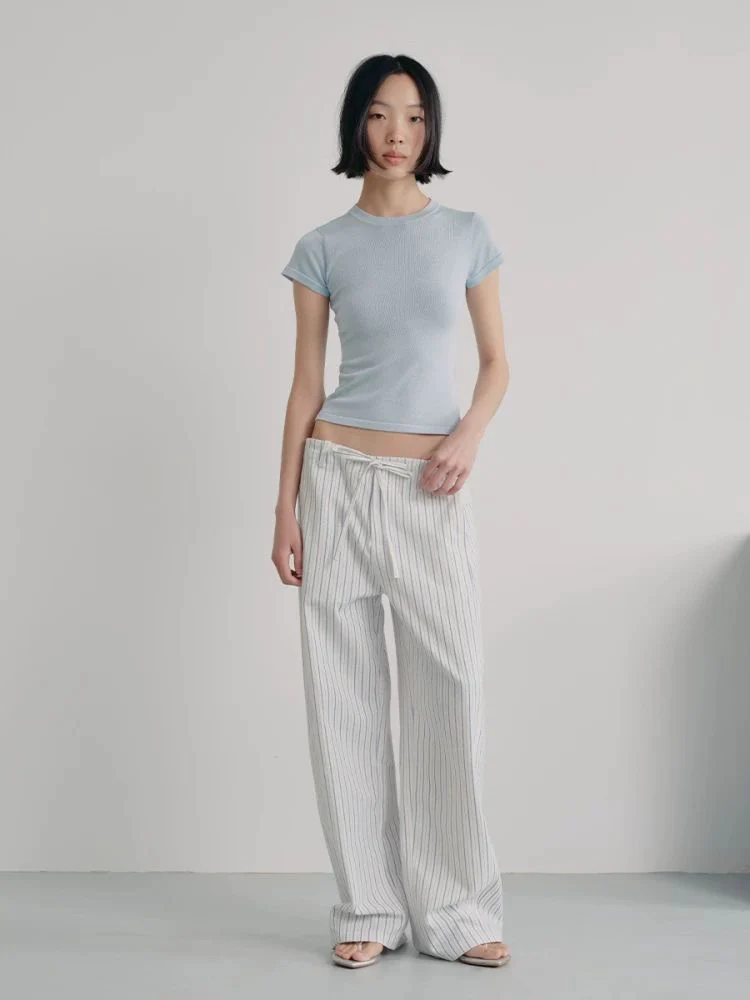 Striped Drawstring Wide-Leg Pants - Image 3