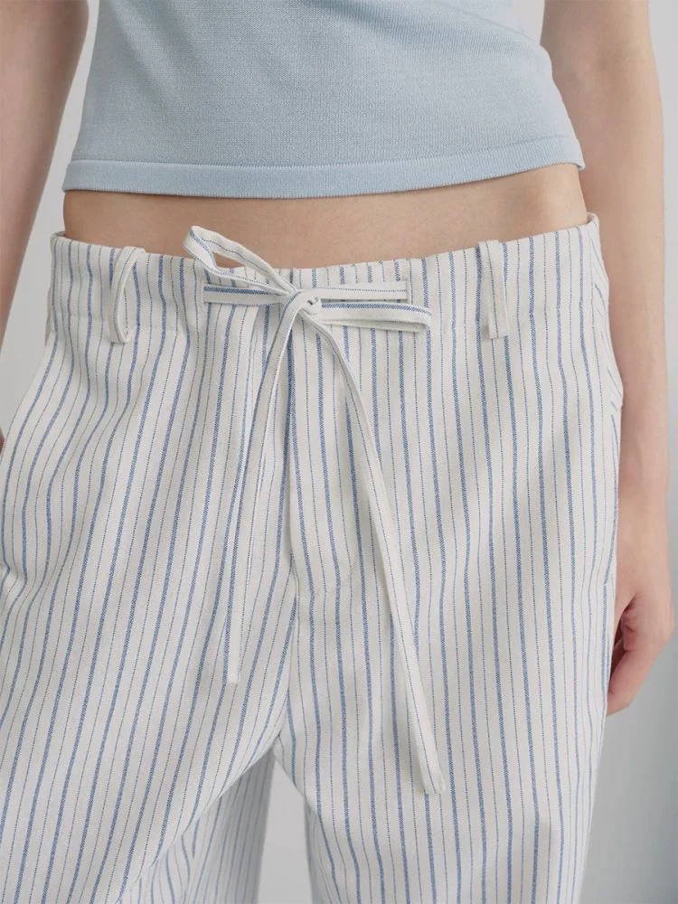 Striped Drawstring Wide-Leg Pants - Image 4