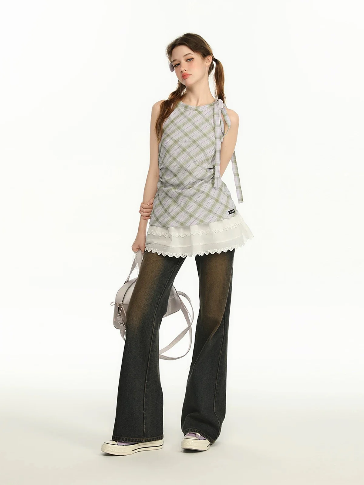 Sweet Lace-Trim Halter Neck Dress - Image 2