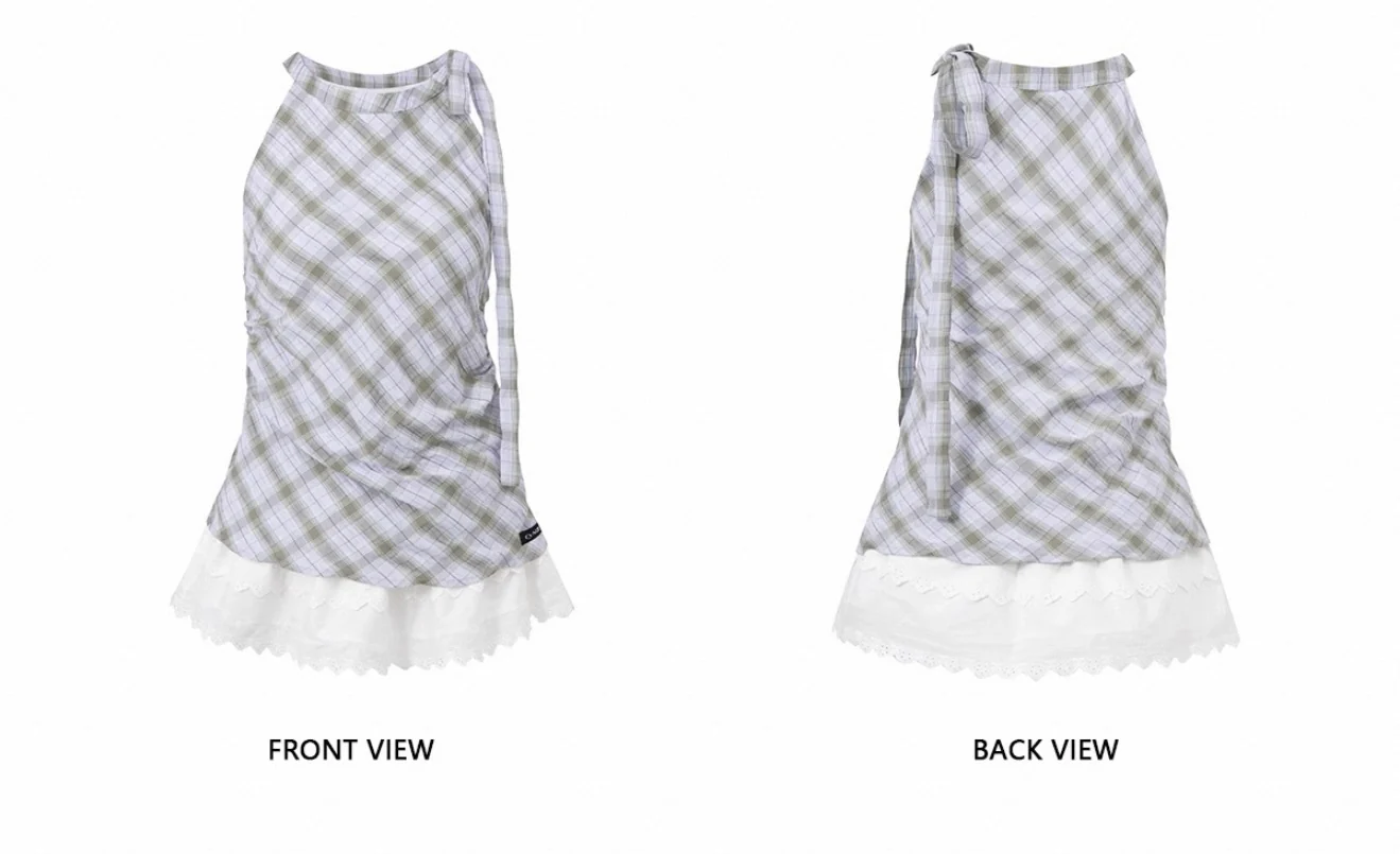 Sweet Lace-Trim Halter Neck Dress - Image 3