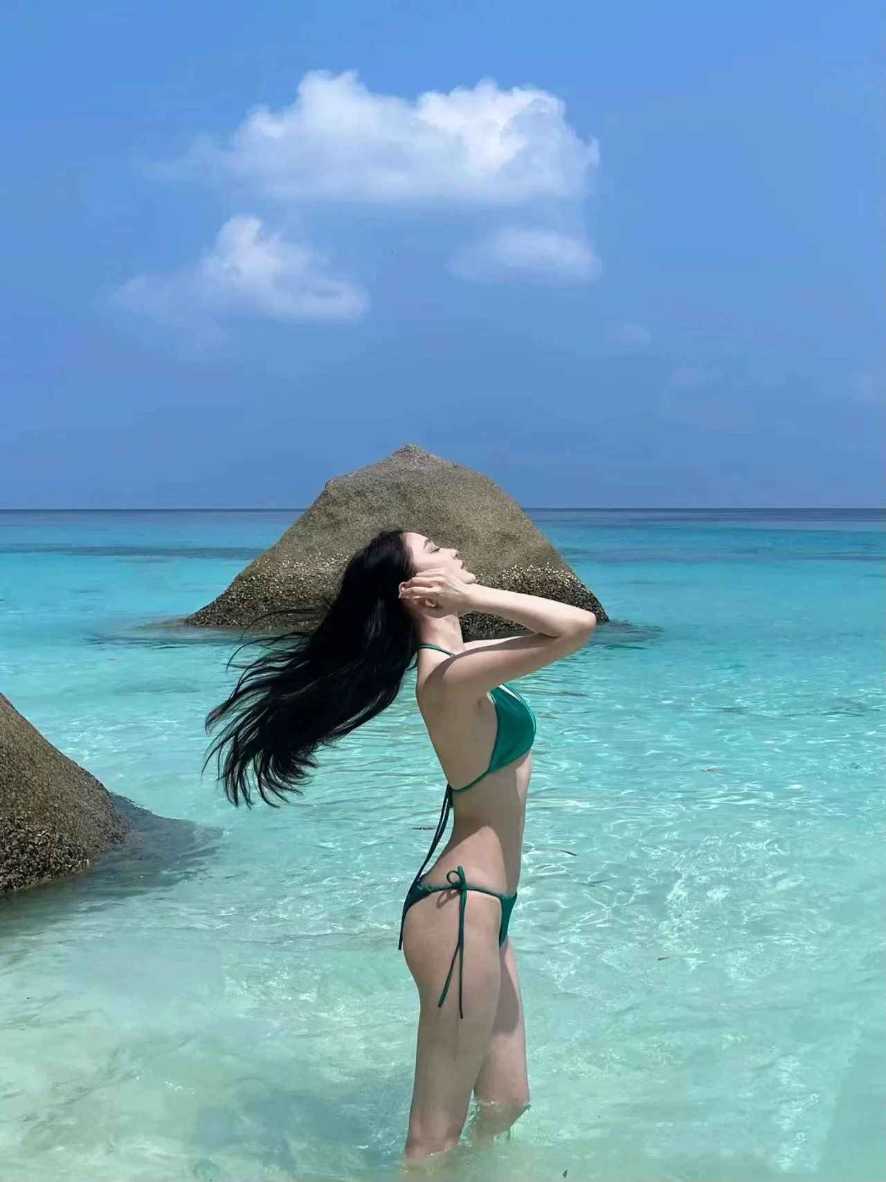 'The Emerald' - Silky Green Two-piece Bikini Set - Image 4