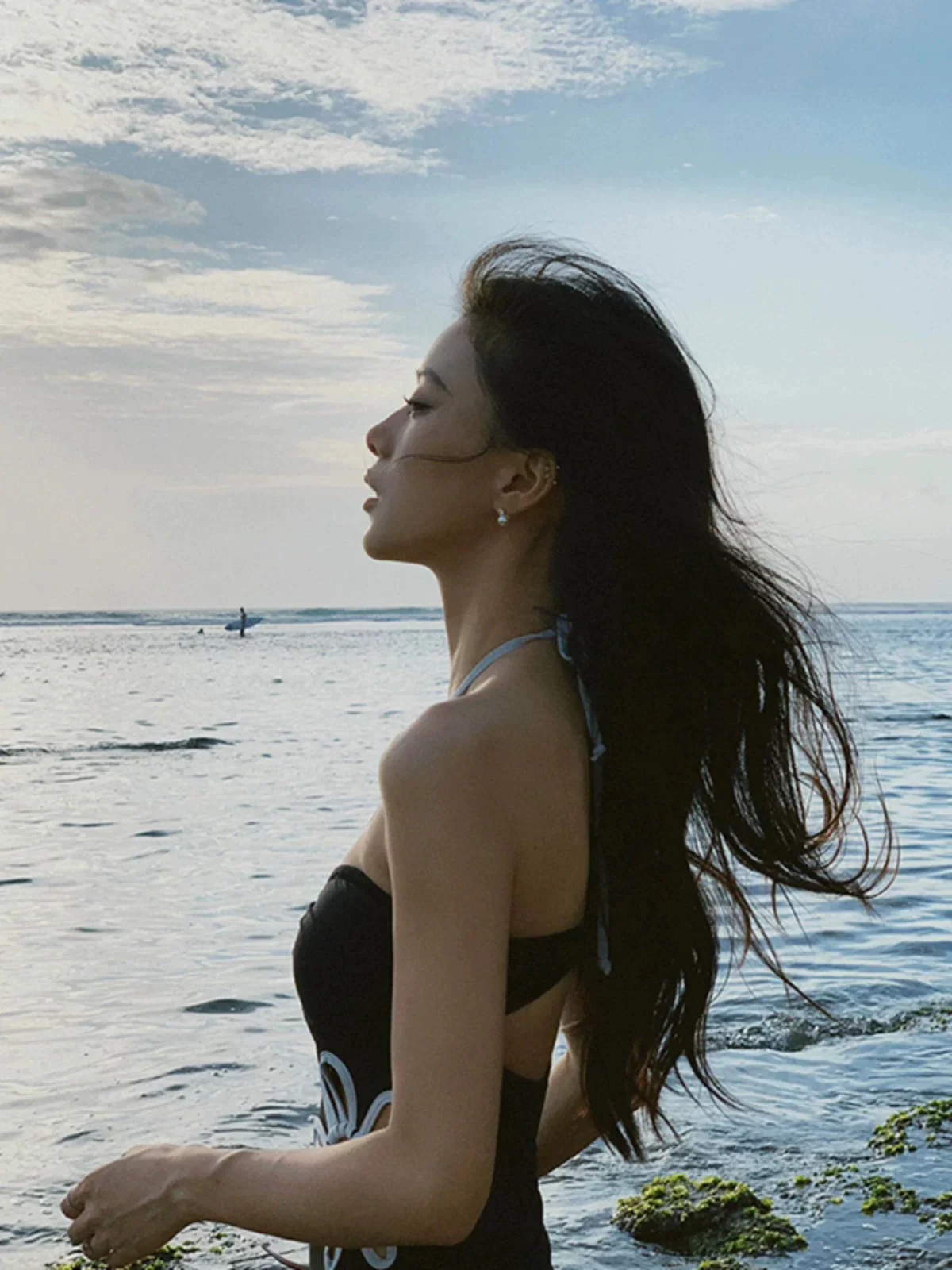 The Sea Flower - Black Flower Cutout Swimsuit - Image 3