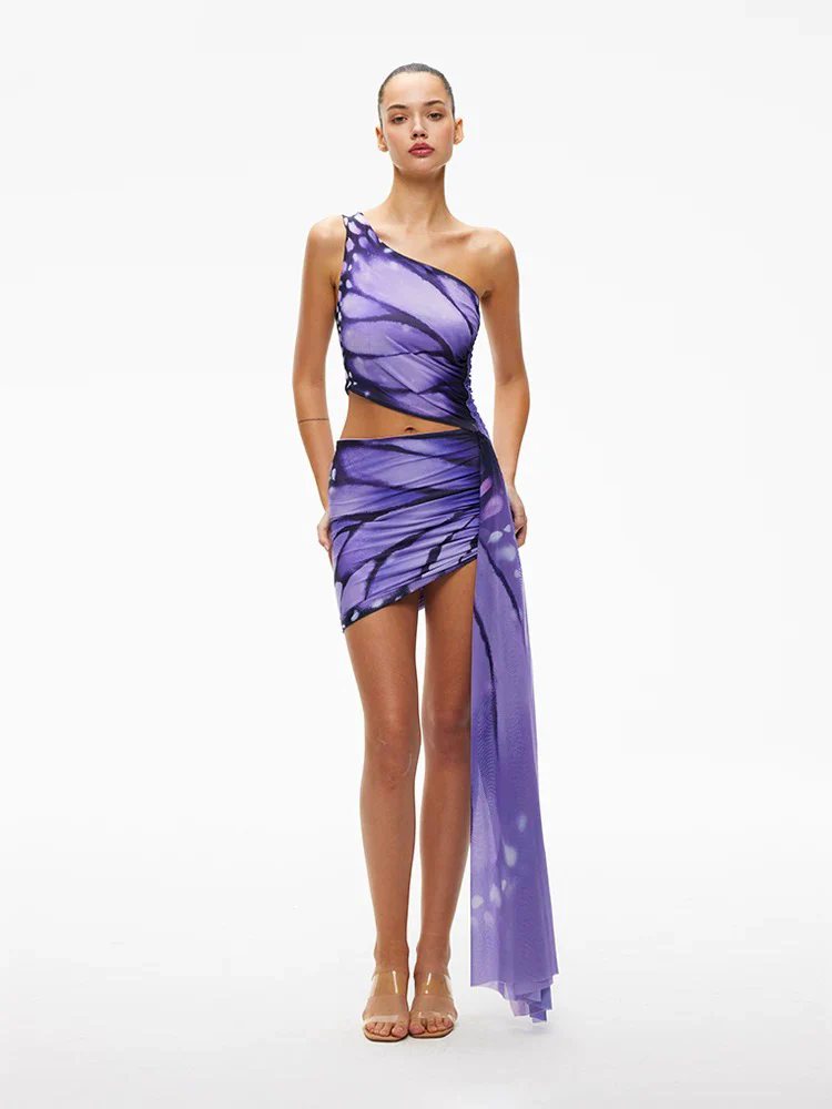 Tropical Butterfly Halter Cut-Out Dress - Image 5