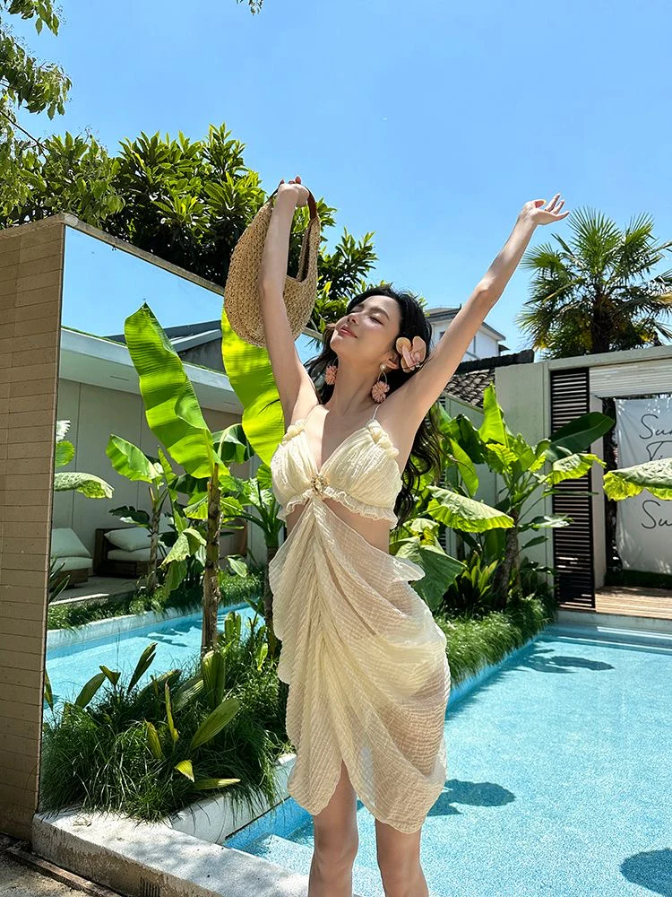 'Vanilla Milkshake' - Creamy Swimsuit Dress - Image 3