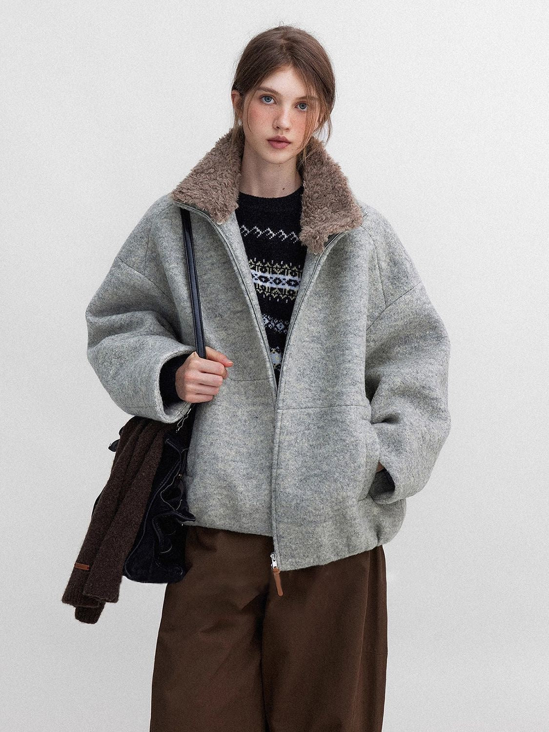 Vintage Sherpa Collar Zip Jacket - Image 3