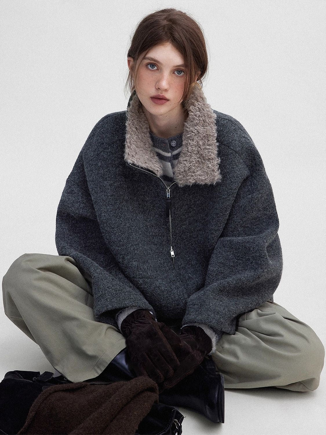 Vintage Sherpa Collar Zip Jacket - Image 4
