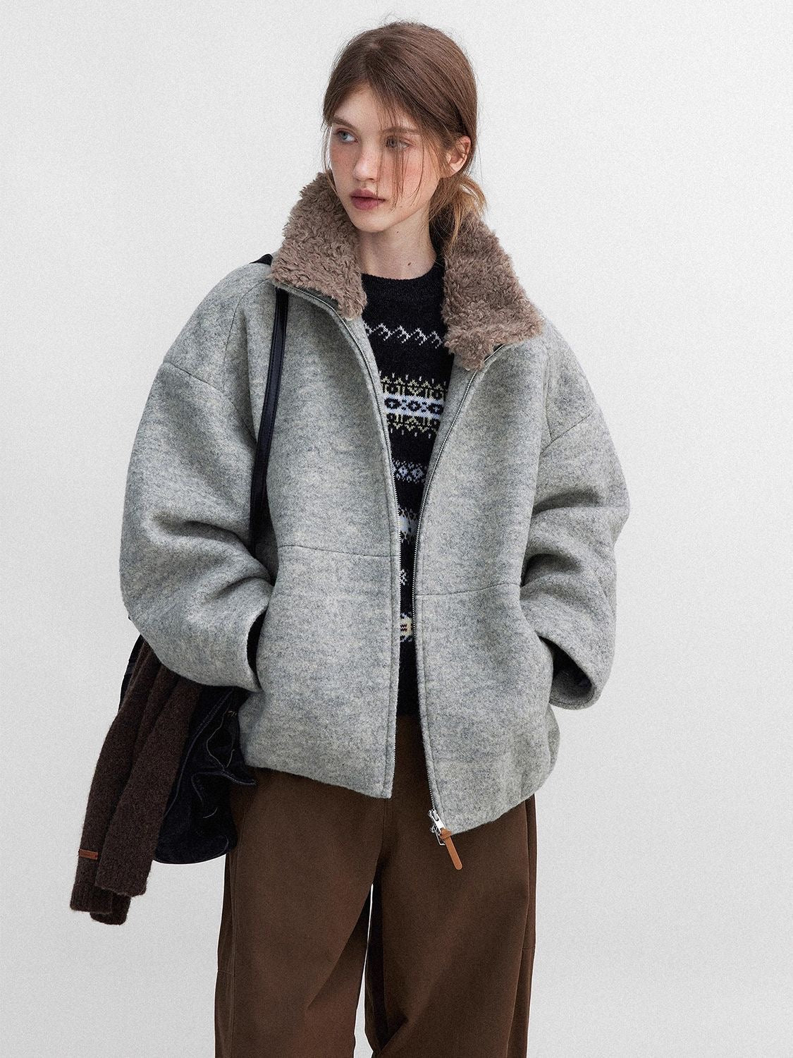 Vintage Sherpa Collar Zip Jacket - Image 5