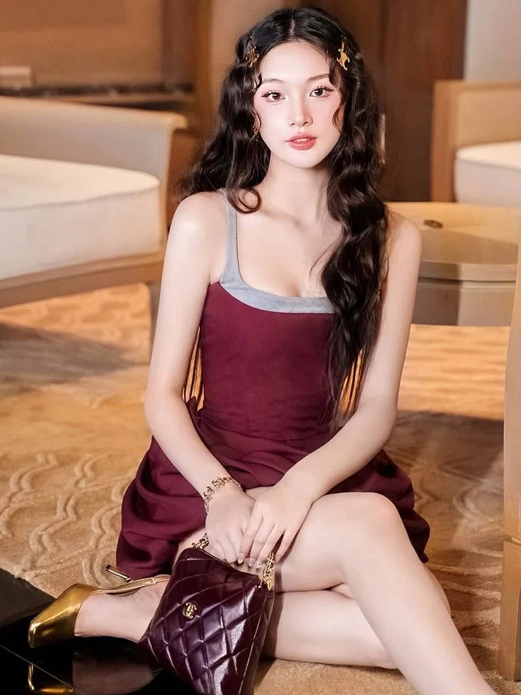 Wine Draped Mini Dress - Image 3
