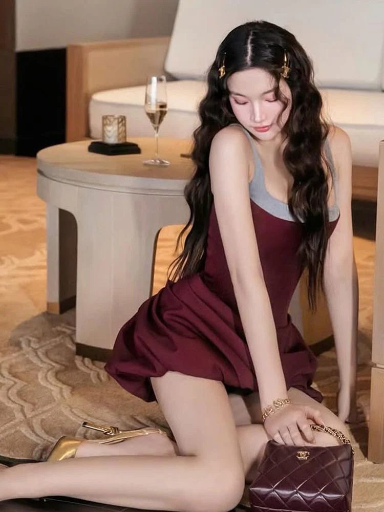 Wine Draped Mini Dress - Image 4